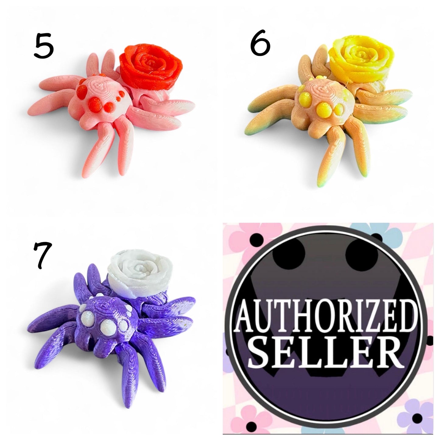 Rose Butt Jumping Spider Fidget Toy | Spider Stress Relief Toy | Cute Spider Desk Toy