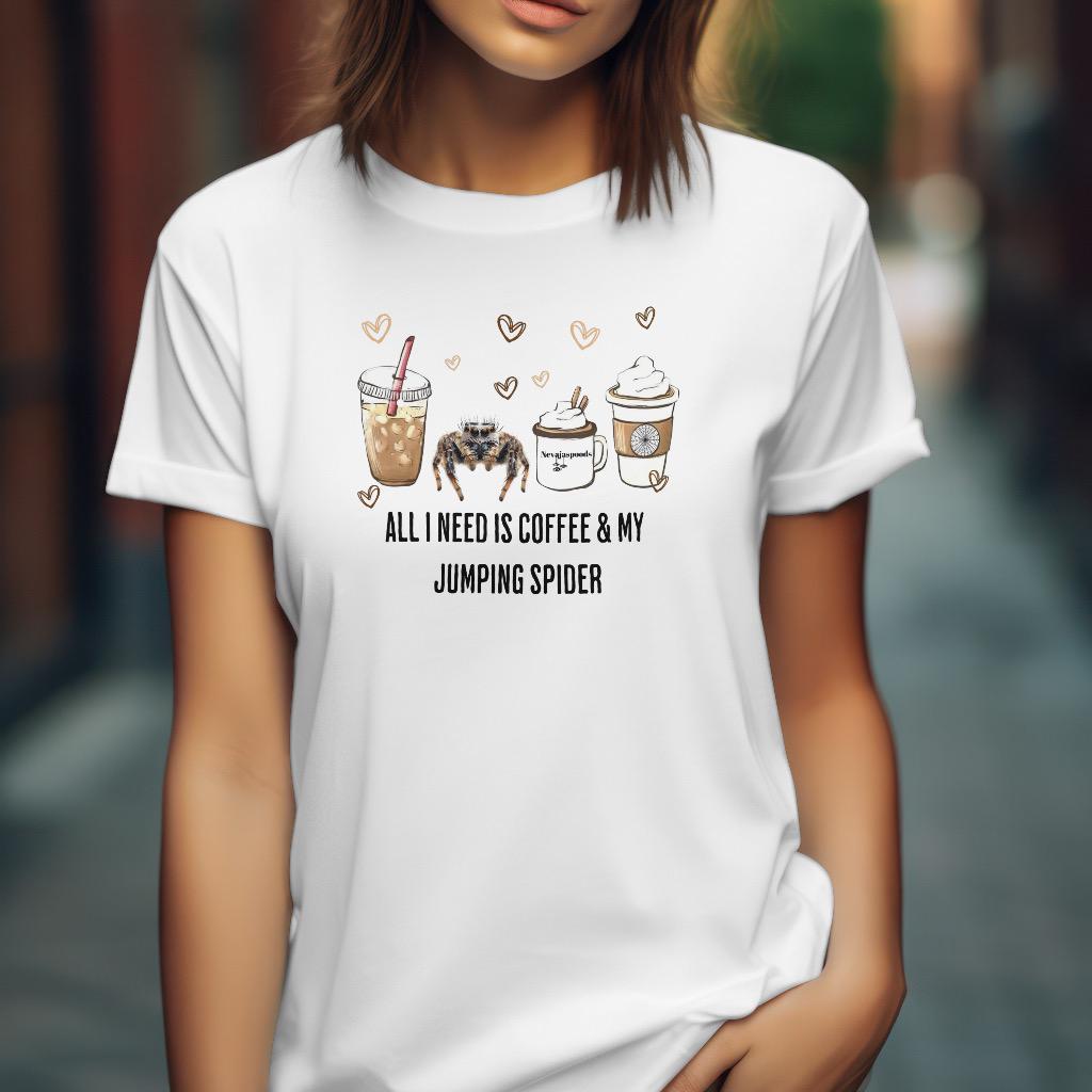 Jumping Spider T-Shirt, Coffee & Jumping Spiders, Unisex Athletic Fit