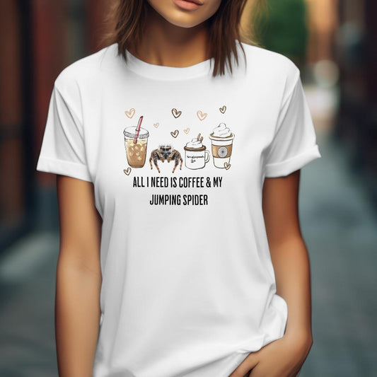 Jumping Spider T-Shirt, Coffee & Jumping Spiders, Unisex Athletic Fit
