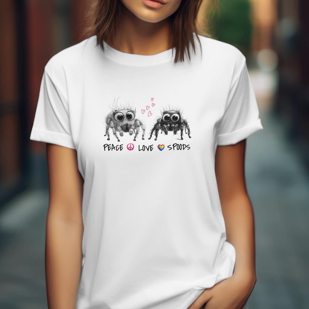Jumping Spider T-Shirt, Peace Love & Spoods, Unisex Athletic Fit