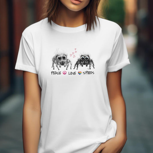 Jumping Spider T-Shirt, Peace Love & Spoods, Unisex Athletic Fit