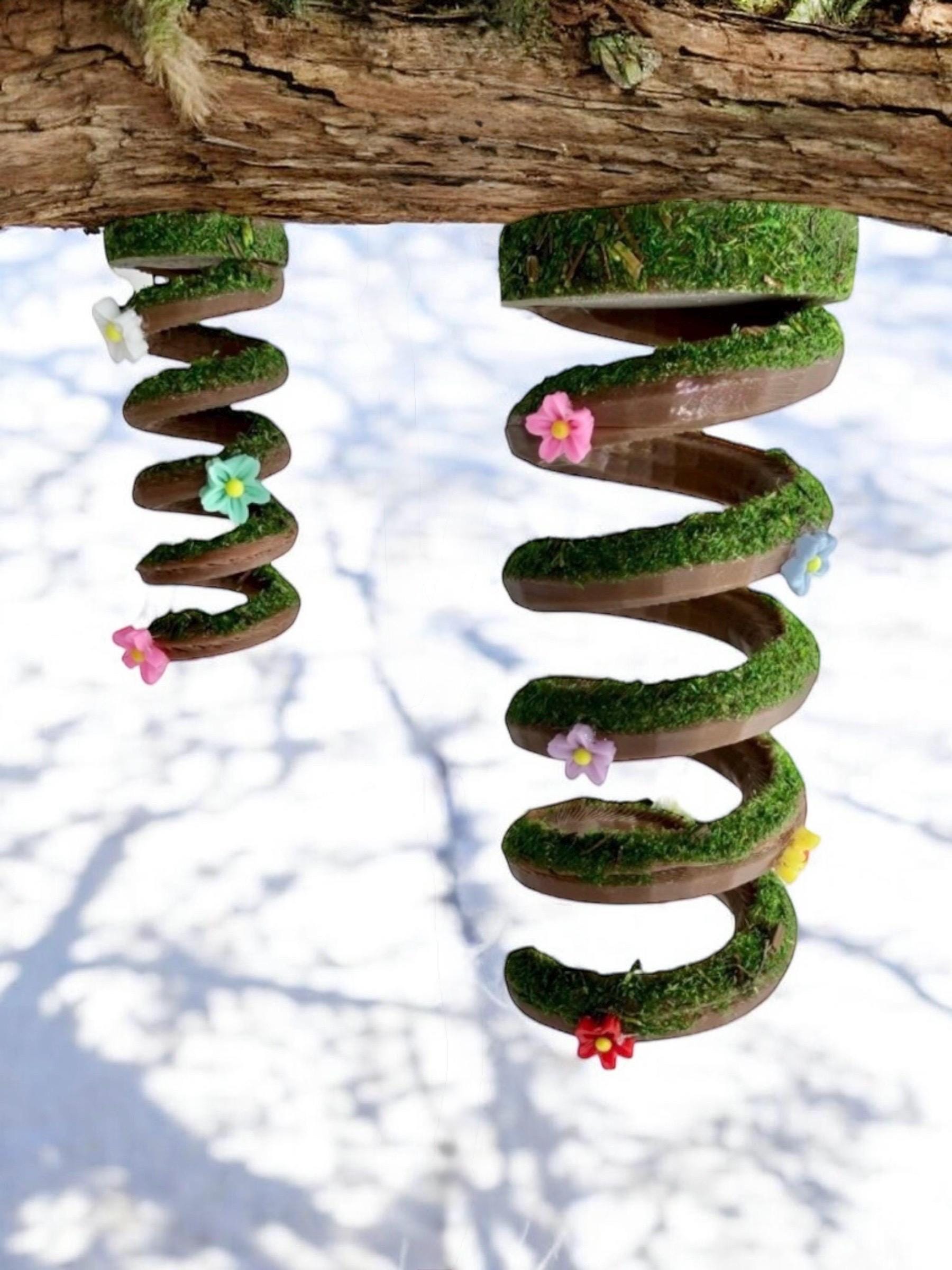 Moss Spiral Jumping Spider Playground | Spiral Hanging Gym | Enrichment Toy
