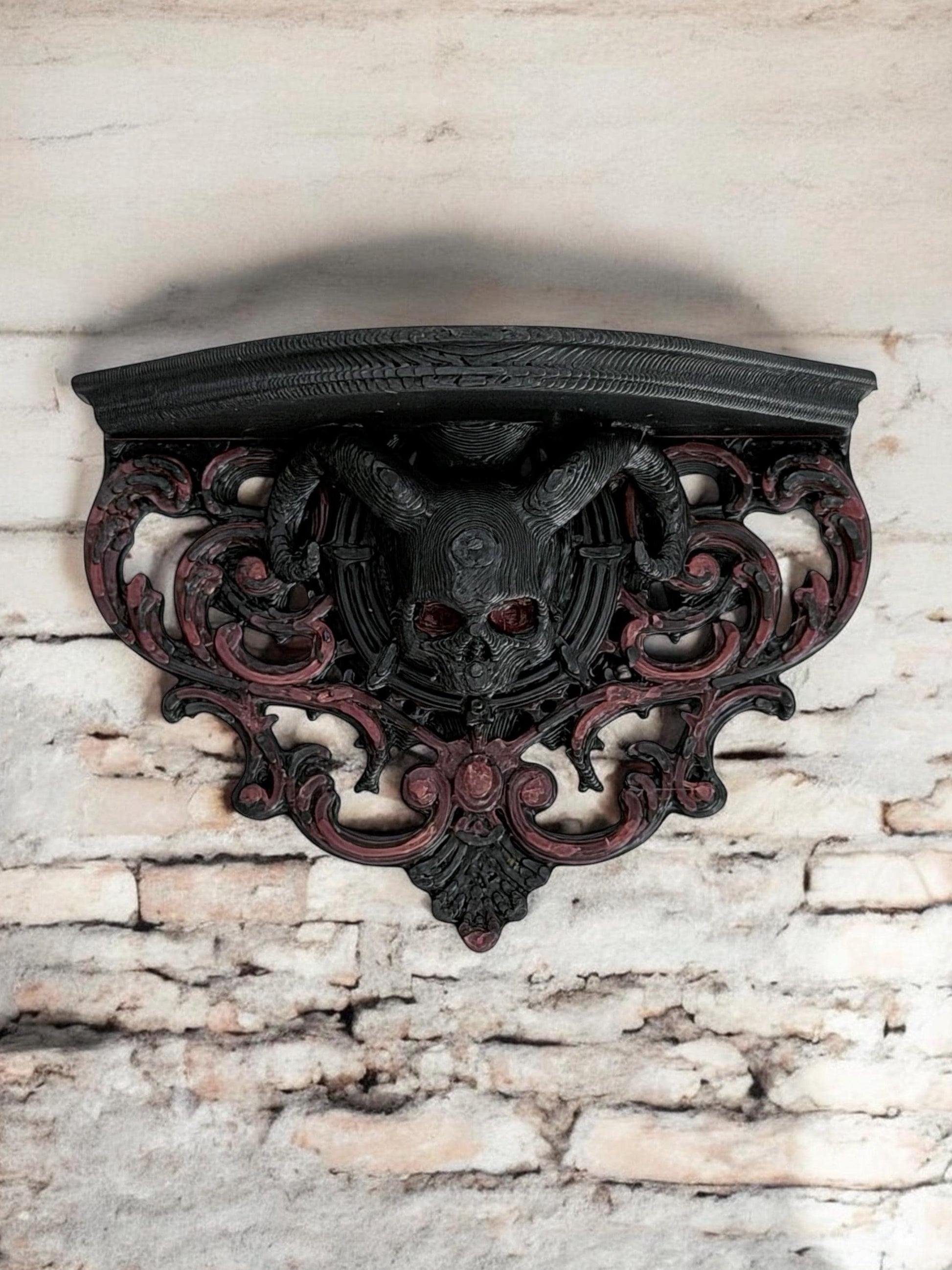 Gothic Horned Skull Jumping Spider Ledge | Enclosure Decor