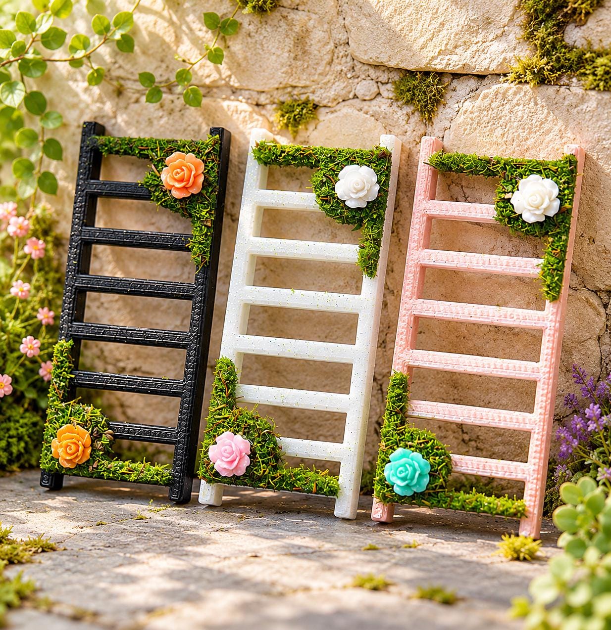 Moss & Flower Jumping Spider Ladder | Jumping Spider Enclosure Decor