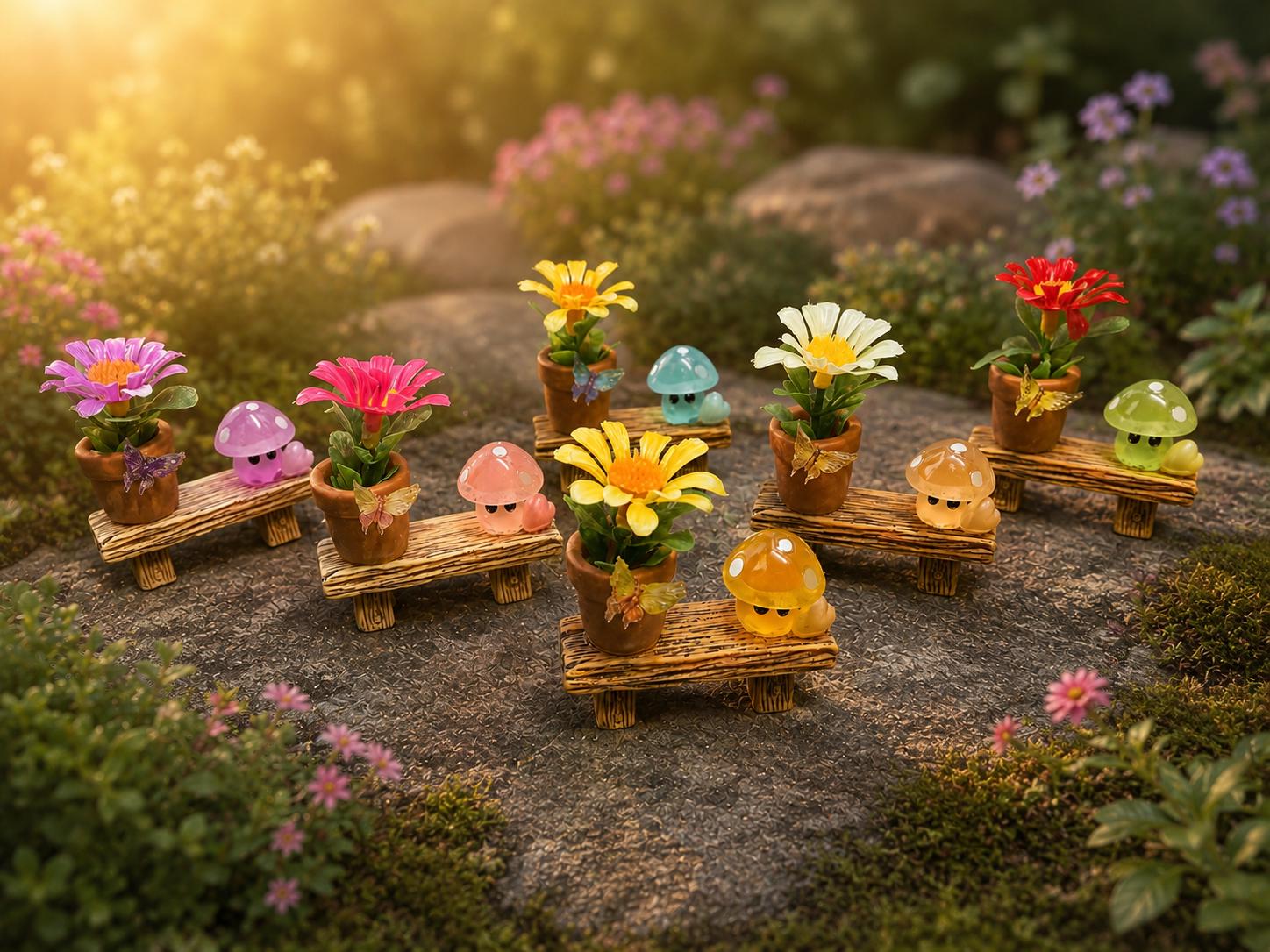 Flower & mushroom Jumping Spider Bench | Enclosure Decor