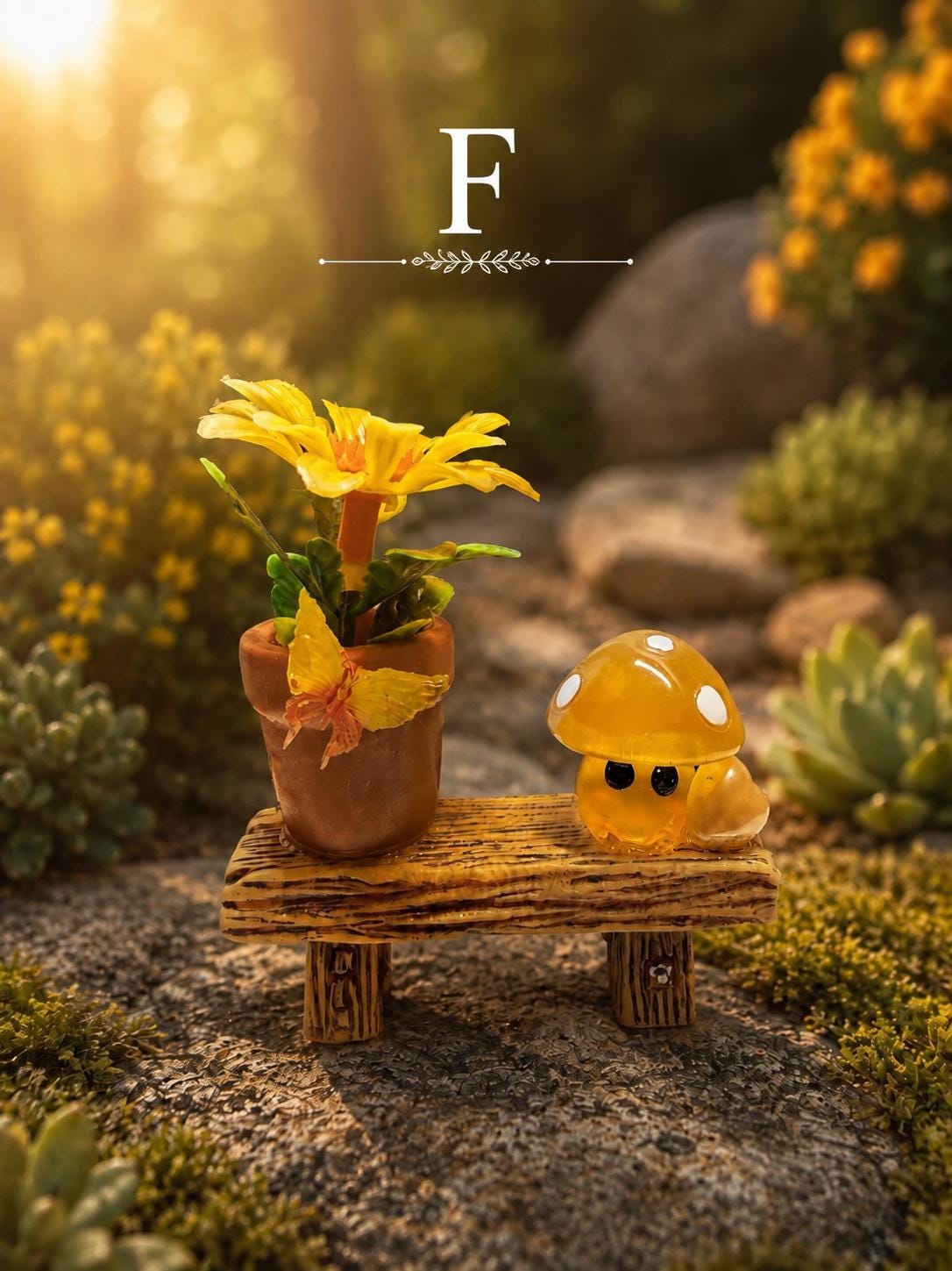 Flower & mushroom Jumping Spider Bench | Enclosure Decor