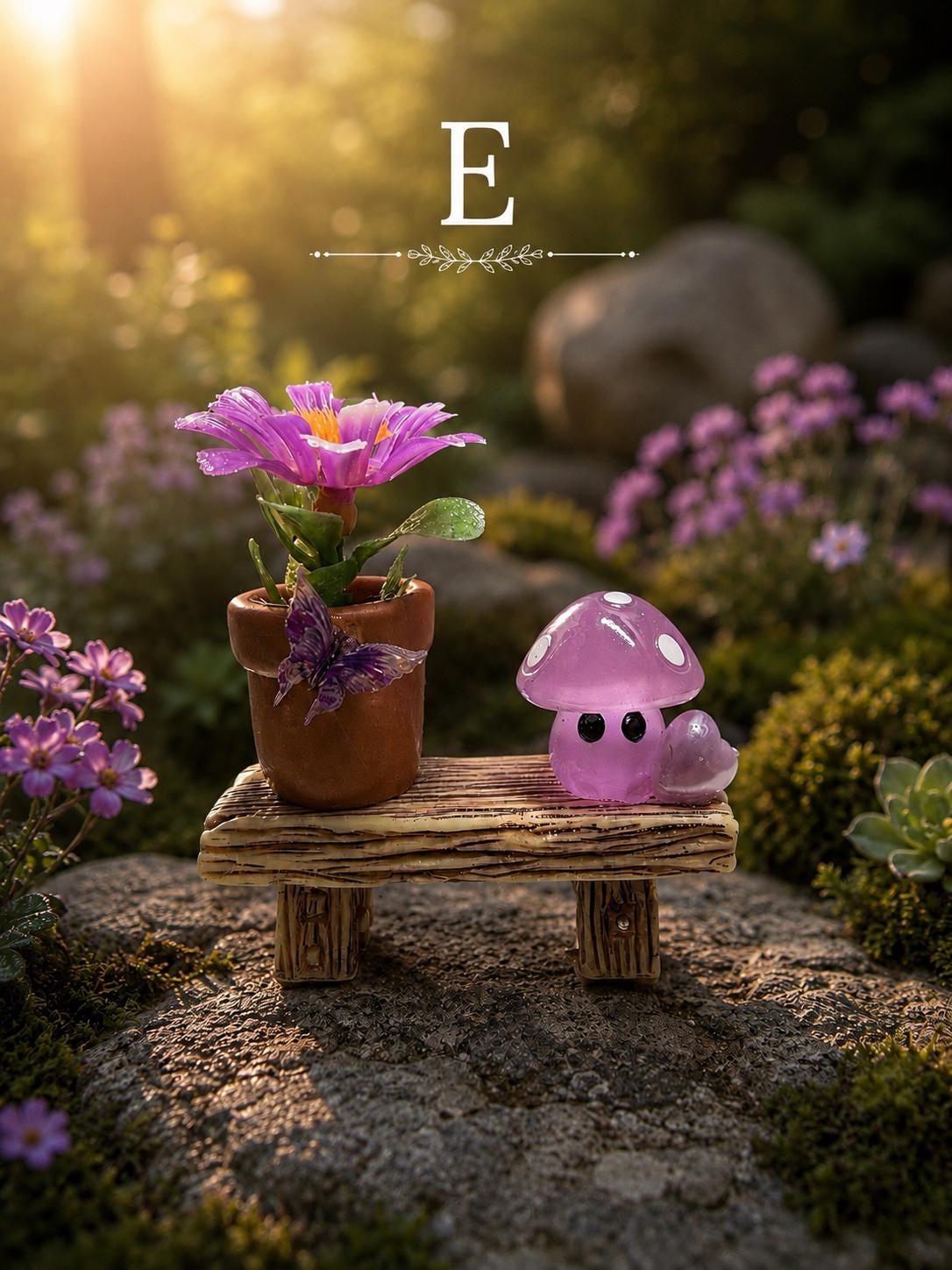 Flower & mushroom Jumping Spider Bench | Enclosure Decor