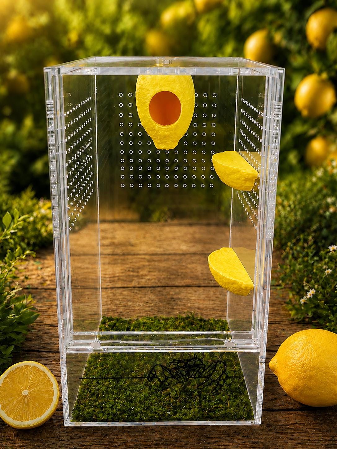 Lemon Decor Set for Jumping Spider | Spider Hide & Ledges | Jumping Spider Enclosure Accessories
