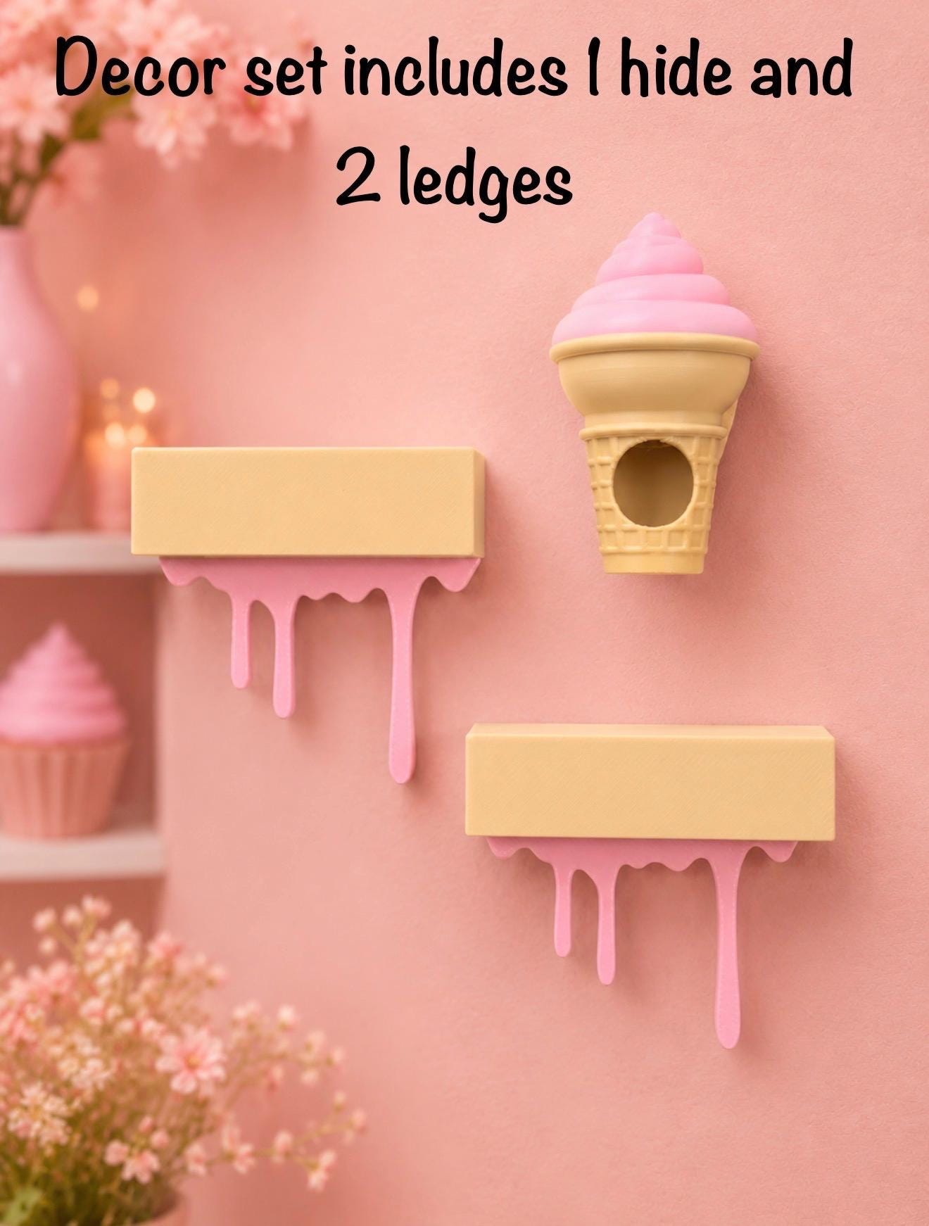 Ice Cream Decor Set for Jumping Spider | Spider Hide & Ledges | Jumping Spider Enclosure Accessories