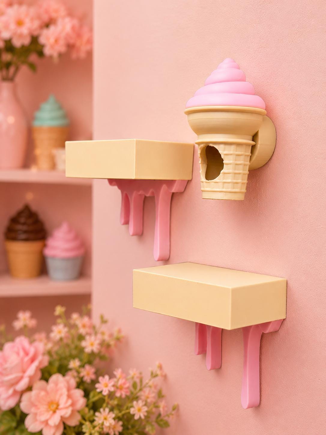 Ice Cream Decor Set for Jumping Spider | Spider Hide & Ledges | Jumping Spider Enclosure Accessories