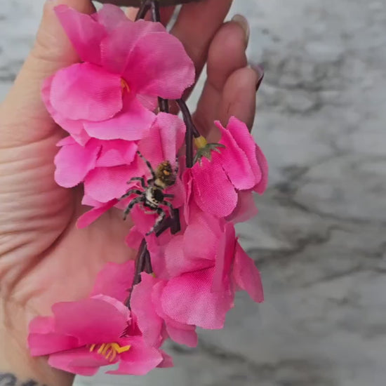 Cherry Blossom Hanging Spider Gym | Jumping Spider Exercise Playground | Spider Accessories